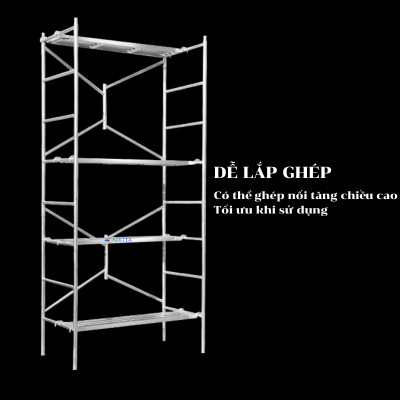 [NEW] Giàn giáo di động 2 mâm đứng MD180, chắc chắn, dùng cho công trình, có thể ghép nối tăng chiều cao, chính hãng Nikita
