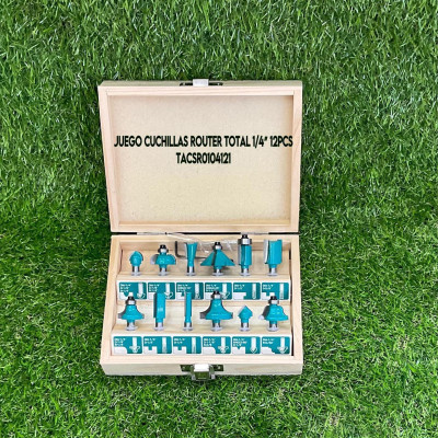 BỘ 12 MŨI PHAY GỖ 1/4"(6.3MM) TOTAL TACSR0104121