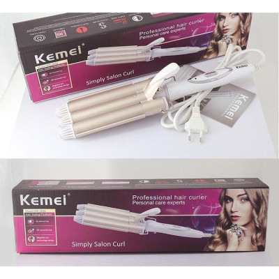 Máy Uốn Tóc Chuyên Nghiệp Kemei KM-1010 3 Trục Uốn Có Mức Điều Chỉnh Nhiệt
