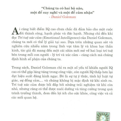 Trí Tuệ Xúc Cảm - Daniel Goleman - Nguyễn Lê Phương, Phạm Thị Thu Hà dịch - (bìa mềm)