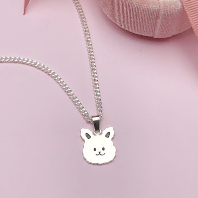 Dây Chuyền, Vòng Cổ Trẻ Em Bạc Ta Hình Mặt Thỏ Có Khắc Chữ Theo Yêu Cầu Bạc Hiểu Minh DTE067