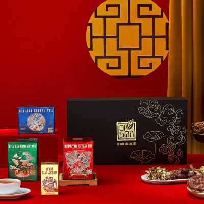 Hộp Quà Tặng Gồm 4 Sản Phẩm: Bổ Khí Tăng Lực Hoàn, Hỗ Trợ Giảm Cân Trà Thảo Mộc, Dưỡng Tâm An Thần Trà, Định Áp Thảo Dược Trà