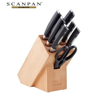 Bộ dao kéo kèm ống cắm gỗ Scanpan Classic 8 chi tiết 92000840, chất liệu thép không gỉ | Hàng chính hãng