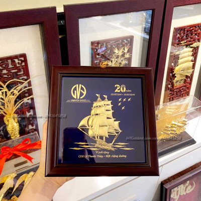 Tranh thuyền thuận buồm xuôi gió (20x20cm) MT Gold Art- Hàng chính hãng, trang trí nhà cửa, quà tặng sếp, đối tác, khách hàng.