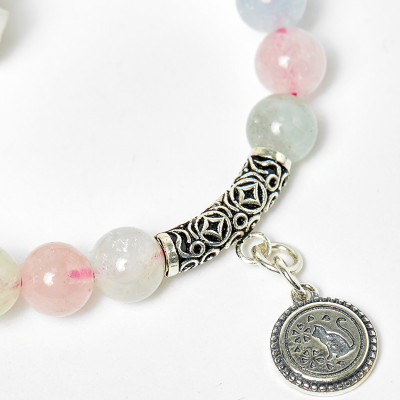 Vòng beryl đa sắc phối charm bạc hạt 8mm - Ngọc Quý Gemstones