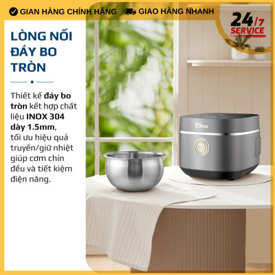 Nồi Cơm Điện OLIVO RC86 - Lòng Nồi INOX 304 Chống Dính Tự Nhiên- Hàng Chính Hãng