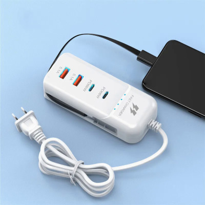 Ổ cắm sạc nhanh điện thoại Original 4 cổng đa năng 2PD+2USB Type-c kèm dây sạc 66w - Hàng chính hãng