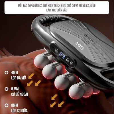 [Tặng củ sạc + cáp sạc] Máy Massage Toàn Thân Cầm Tay 16 Đầu, Máy Mát Xa Đấm Lưng 16 Đầu GDV - Hàng Chính Hãng