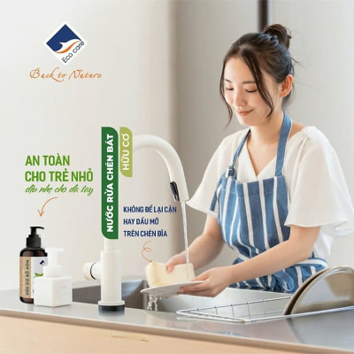 Nước rửa chén hữu cơ Bồ hòn Ecocare Chai 2000ml