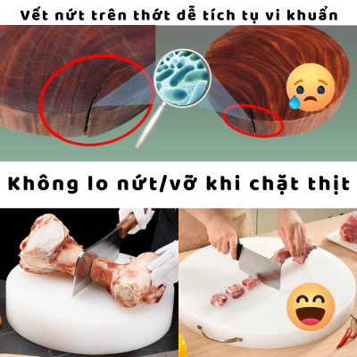 Thớt Nhựa 40x5cm Có Quai Xách, Nhựa PE Nguyên Khối Kháng Khuẩn Cắt Thịt Rau Củ Cho Gia Đình Nhà Hàng