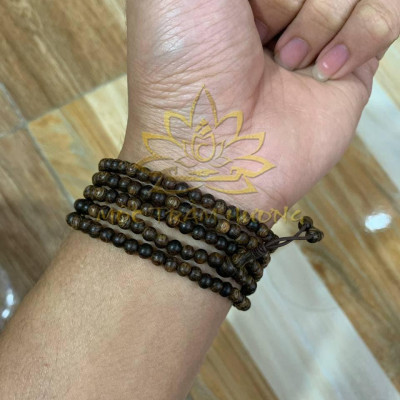 Vòng tay Chuỗi Tràng Hạt 216 4mm Trầm Sánh Chìm MIX Bạc S925 CHARM (Hồng Trà) - Trầm Hương Tự Nhiên