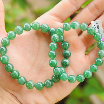 Vòng Đá Thạch Anh Dâu Tây Xanh Cho Người Mạng Mộc Và Mạng Hỏa (10 Li)