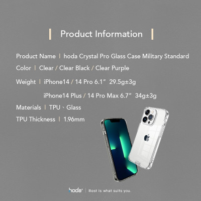 Ốp lưng dành cho iPhone 14 Pro/14 Pro Max/13/13 Pro/13 Pro Max HODA Crystal Pro Glass - Hàng Nhập Khẩu