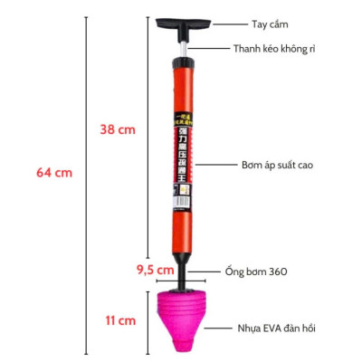 Dụng cụ thông tắc bồn cầu, cống bằng khi nén áp lực siêu mạnh