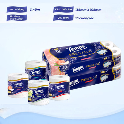 Lốc 10 Cuộn Giấy Vệ Sinh Tempo Prestige - Không mùi