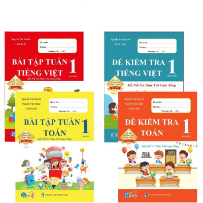 Sách - Combo Bài Tập Tuần và Đề Kiểm Tra Toán - Tiếng Việt 1 - Kết nối tri thức với cuộc sống - Cả Năm (8 cuốn)