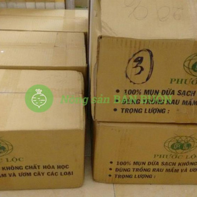 THÙNG 24 VIÊN NÉN MỤN DỪA PHƯỚC LỘC-TIỀN GIANG, 100% MỤN DỪA TRỒNG RAU MẦM – RAU ĂN LÁ