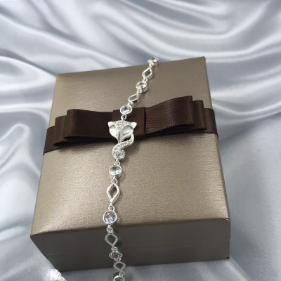 Vòng Tay, Lắc Tay Nữ Bạc 925 Hồ Ly Xinh Đính Đá BẠC HIỂU MINH LTU545