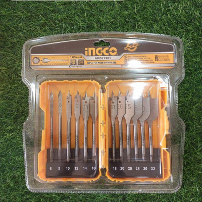 BỘ MŨI KHOAN GỖ ĐẦU DẸP 12 CHI TIẾT 6-32MM INGCO AKDL1201 - HÀNG CHÍNH HÃNG