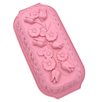 Khuôn silicon làm đế bánh, rau câu, bánh mì hình chữ nhật các loại hoa - Loại 32 cm - Mã số 1127