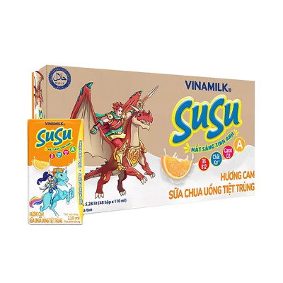 Sữa chua uống hương cam Vinamilk Susu - Thùng 48 hộp 110ml.