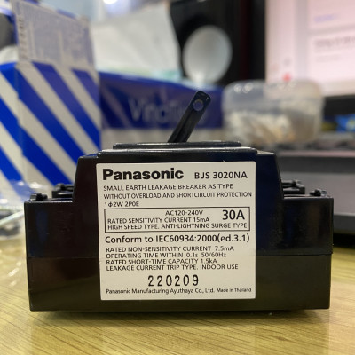 Cầu dao chống giật Panasonic BJS-3030NA2 dòng rò 15mA-30mA dòng tải 30A (CB cóc) - Hàng chính hãng