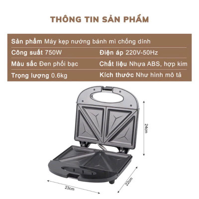 Máy Nướng Bánh Mì Sandwich Làm Nóng Thức Ăn Cho Bữa Sáng Đa Năng Dễ Sử Dụng - Hàng Nhập Khẩu