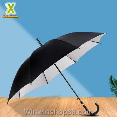 Ô dù đen trơn cán dài viền vàng 1m - Winz.vn