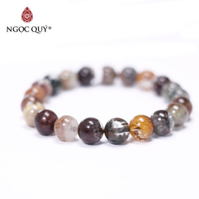 Vòng tay trơn đá thạch anh ưu linh đa sắc size hạt 9mm - Ngọc Quý Gemstones