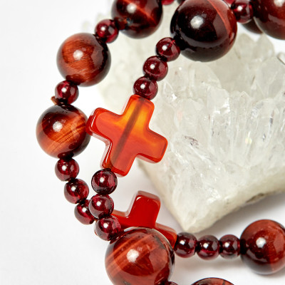 Cặp Vòng Chuỗi Mân Côi Mẹ Và Bé Đá Thạch Anh Mắt Hổ ni 52, ni 40- Ngọc Quý Gemstones