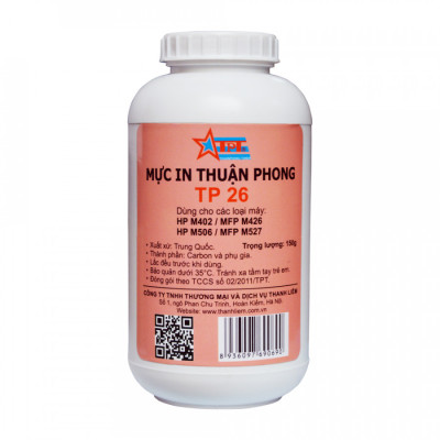 (BỘ 5 CHAI) Mực đổ Thuận Phong TP26 dùng cho máy in HP M402/ M506/ MFP M426/ MFP M527/ M501/ Canon LBP 212/ 214/ MF426/ 424 - Hàng Chính Hãng