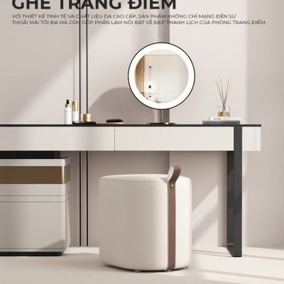 Ghế đôn sofa, ghế bàn trang điểm đệm dày bọc da phong cách hiện đại - GC47