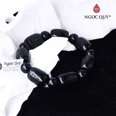 Vòng tay hạt đá hình lu thống đá Obsidian hạt 10mm hợp mệnh thủy, mộc - Ngọc Quý Gemstones