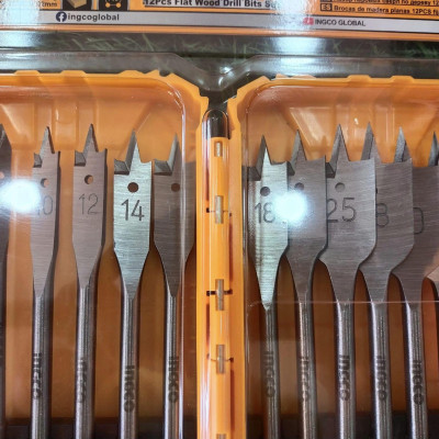 BỘ MŨI KHOAN GỖ ĐẦU DẸP 12 CHI TIẾT 6-32MM INGCO AKDL1201 - HÀNG CHÍNH HÃNG