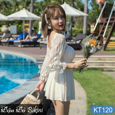 Bộ bơi nữ tay ren gợi cảm, có size đại cho người béo mập, bigsize đến 95kg, phom chuẩn đẹp tôn dáng dấu bụng tốt | KT120