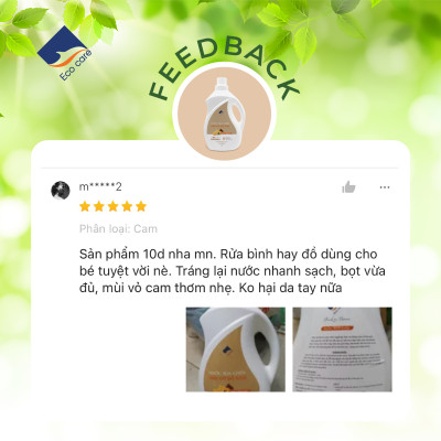 Nước rửa chén hữu cơ Bồ hòn hương Cam 4000ml thương hiệu Ecocare