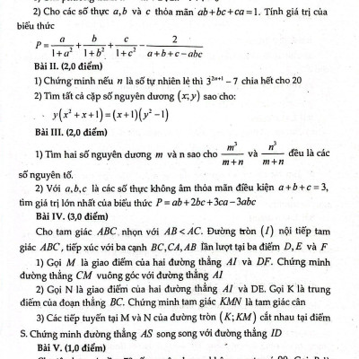 Giới Thiệu Đề Thi Lớp 9 Vào Lớp 10 Môn Toán Chuyên