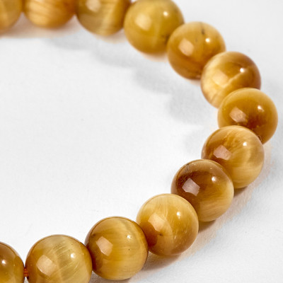 Vòng Tay Đá Mắt Hổ Vàng Phối Charm Lục Tự Bạc Mạ Vàng 24K Ngọc Quý Gemstones