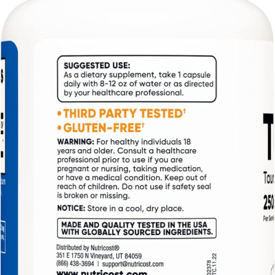 Nutricost Tudca (250mg - 60 viên) Thực Phẩm Bổ Sung Hỗ Trợ Giải Độc Gan