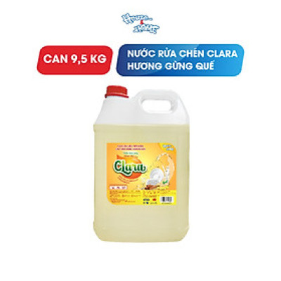 Nước rửa chén bát Clara tinh chất hương gừng quế can 9,5kg