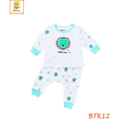 Bộ sơ sinh sư tử cotton 4 chiều tay dài BABIBOO - BTK12