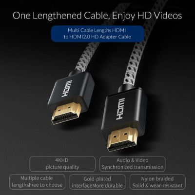 Cáp HDMI ORICO HD501-50-BK - chuẩn 2.0 4K/30Hz (dây dù) 5 mét - Hàng Chính Hãng