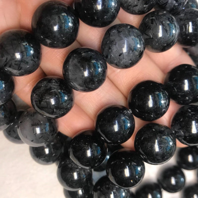 VÒNG THẠCH ANH TÓC ĐEN 15MM  RẤT LÀ ĐẸP  NAM MỆNH THUỶ MỘC ĐÁ THIÊN NHIÊN