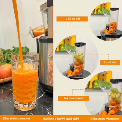 MÁY ÉP CHẬM 400W KLARSTEIN FRUITBERRY 10029378 - Hàng Chính Hãng 