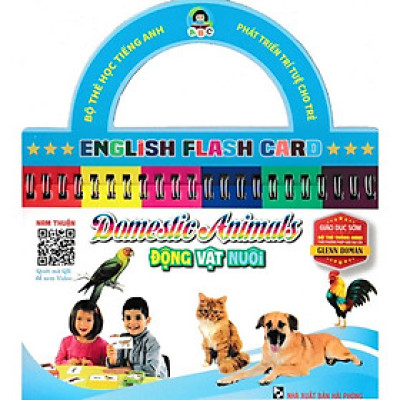 Sách - Bộ Thẻ Học Tiếng Anh - Phát Triển Trí Tuệ Cho Trẻ - Động Vật Nuôi - Hồng Ân