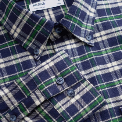 Áo sơ mi caro nam vải flannel. Fitted - ROUTINE 10F25SHL001