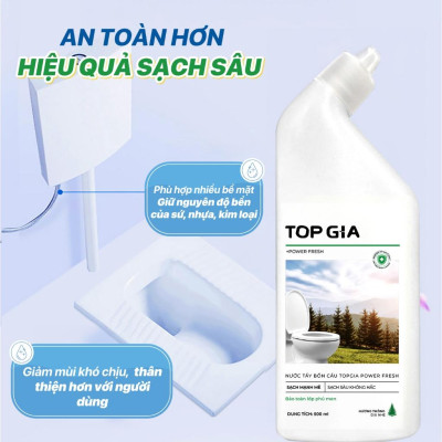 Combo 4 chai tẩy rửa bồn cầu TopGia 500ml, kháng khuẩn, khử mùi hôi, tẩy sạch vết bẩn hiệu quả.