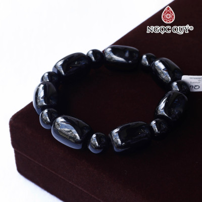 Vòng tay hạt đá hình lu thống đá Obsidian hạt 10mm hợp mệnh thủy, mộc - Ngọc Quý Gemstones