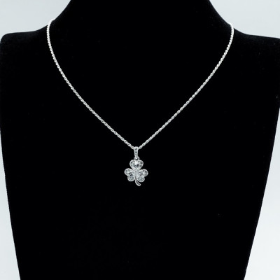 Dây Chuyền Bạc 925 Cỏ 3 Lá Đính Đá Nhân Tạo Cao Cấp Bạc Hiểu Minh DMD531
