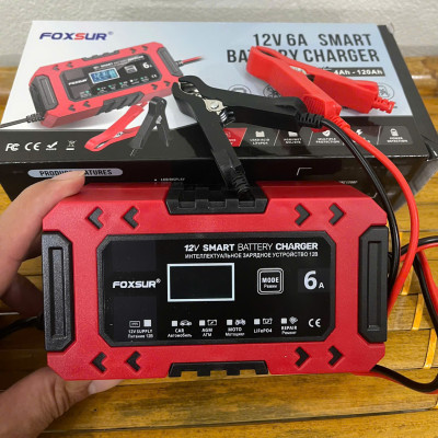 Bộ Sạc FOXSUR 6A Hàng Nhật – Sạc Ắc Quy Thông Minh 10 Bước, Bảo Vệ An Toàn Tuyệt Đối , đèn trang trí đồng hồ treo tường